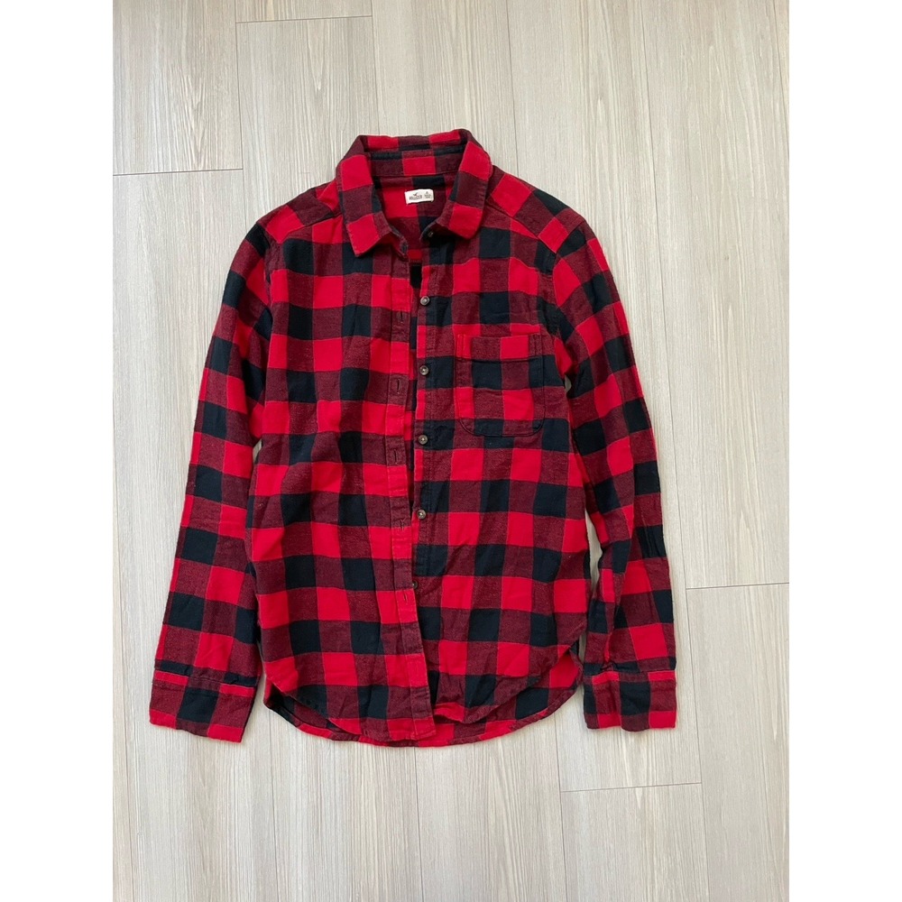 Hollister Women's Red And Black Checkered Plaid Flannel Size XS Fall Layering